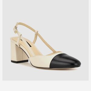NWOT Nine West Two-Tone Black and Cream T-Strap Block Heel Pumps